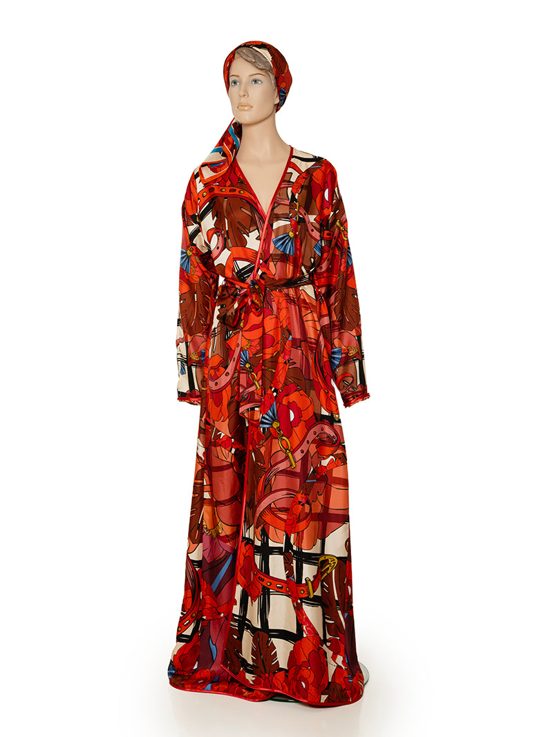 Silk robe with a belt