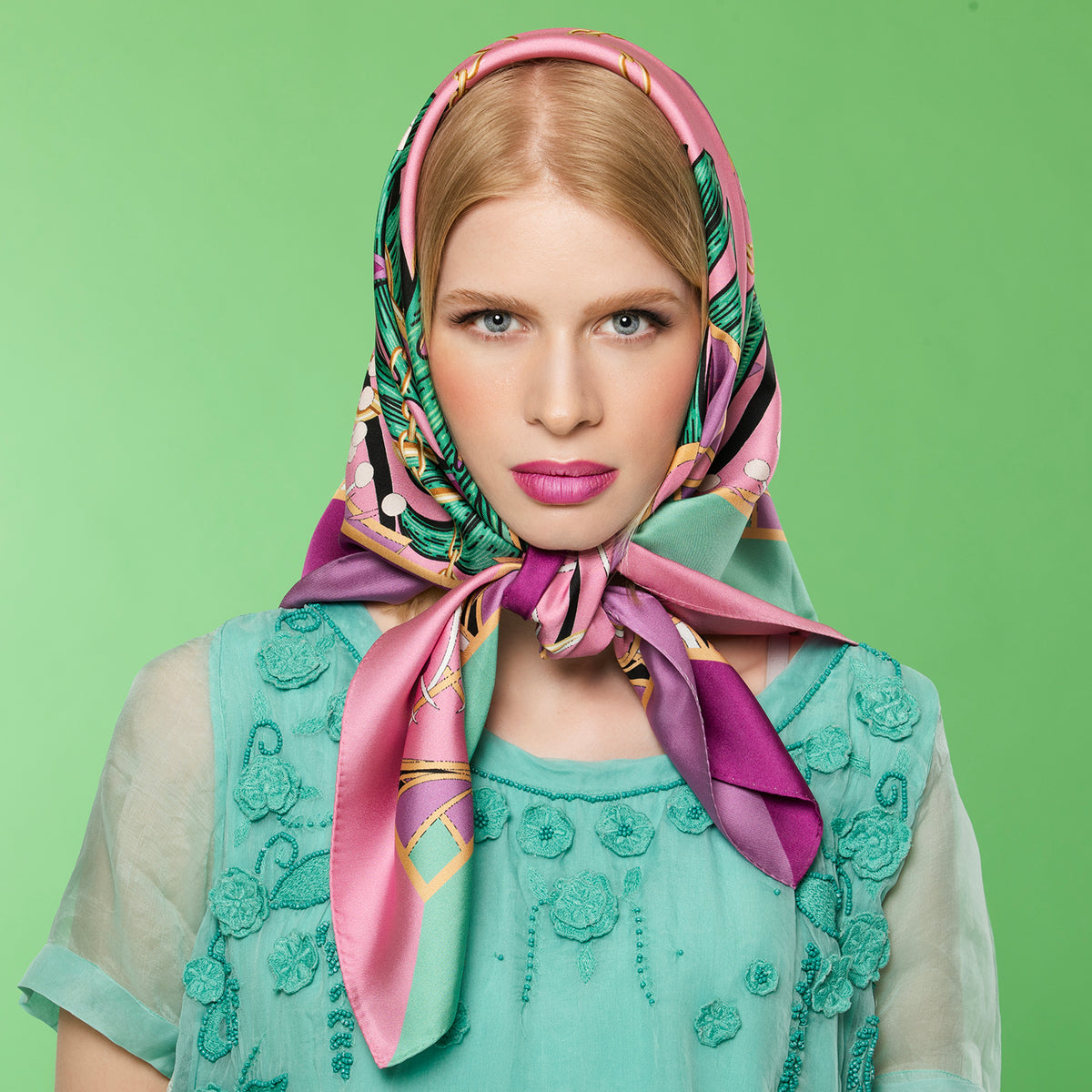 Tartan Jungle silk scarf