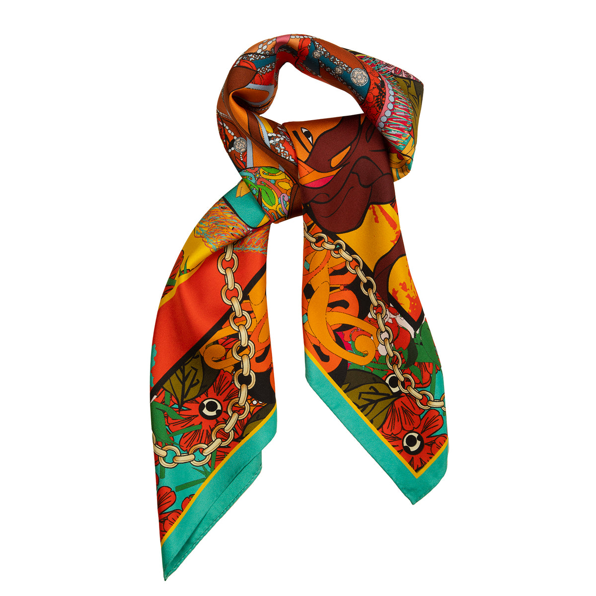 Hippie autumn silk scarf