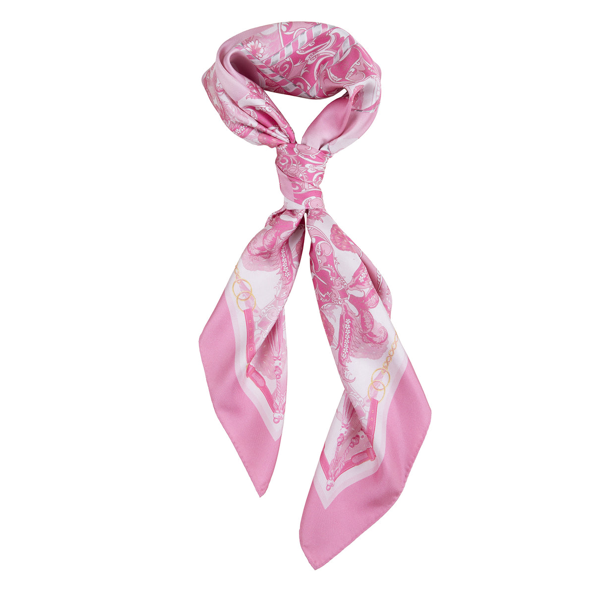 Pink folk summer silk scarf