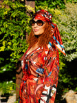 Beautiful silk robe paired with a silk scarf
